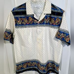 Urban Outfitters Blue and White Paisley Button Down Shirt